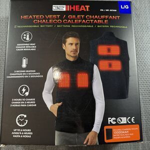 Men's 32 Degrees Heat Lightweight Zip Front Vest, Black Size L  - Open Box NWOT